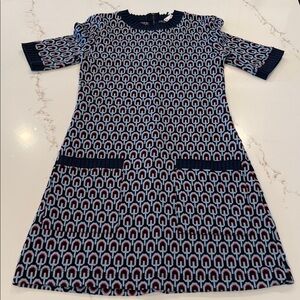 MNG Mango Geometric Shift Dress Retro Mod Short Sleeve Mini Pockets